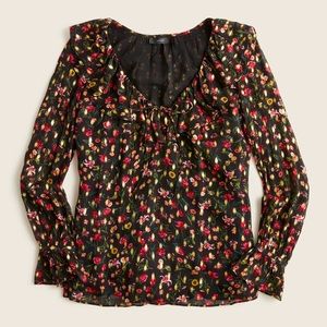 Ruffleneck top in midnight vintage floral